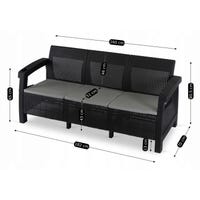 Sofa Kanapa Rattanowa Ława Ławka Ogrodowa Na Taras Ogród Czarna FLINT