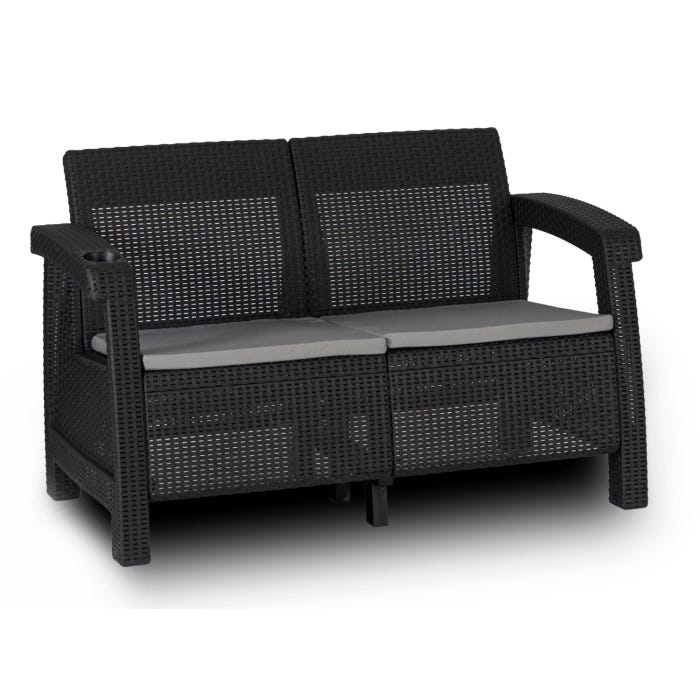 Sofa Ogrodowa Kanapa Na Taras Technorattan Ławeczka Na Ogród OKLAND Czarny