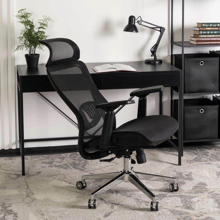Fotel Biurowy Krzesło Obrotowe Ergonomiczny Gaming Regulowany Czarny LITOS