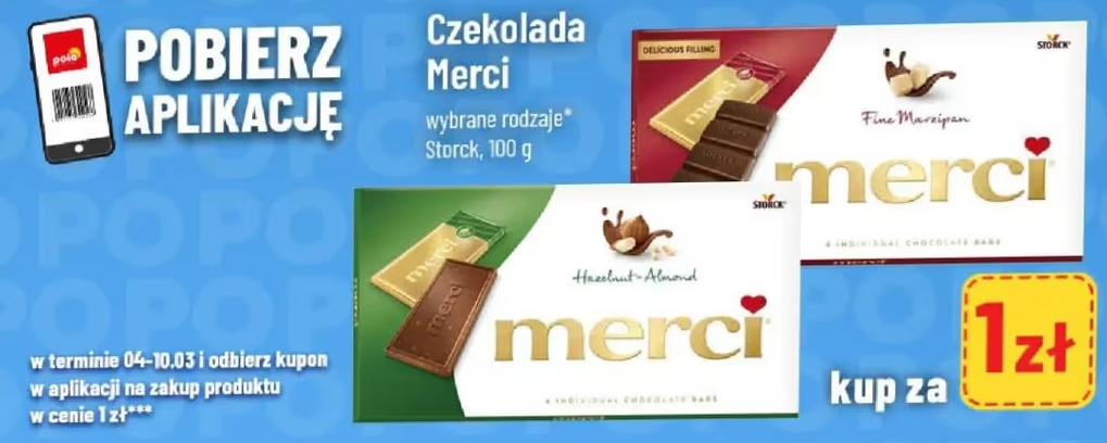 [POLOmarket] Czekolada Merci po pobraniu aplikacji