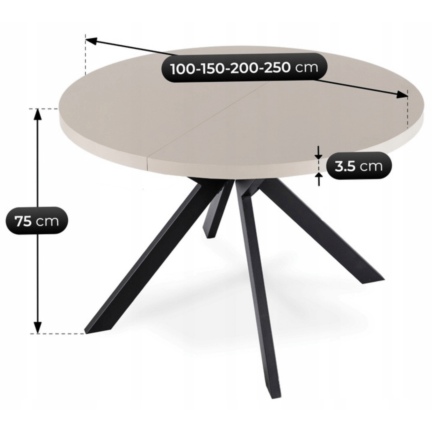 Stół Okrągły Rozkładany Do Jadalni Salonu Kuchni Kaszmir