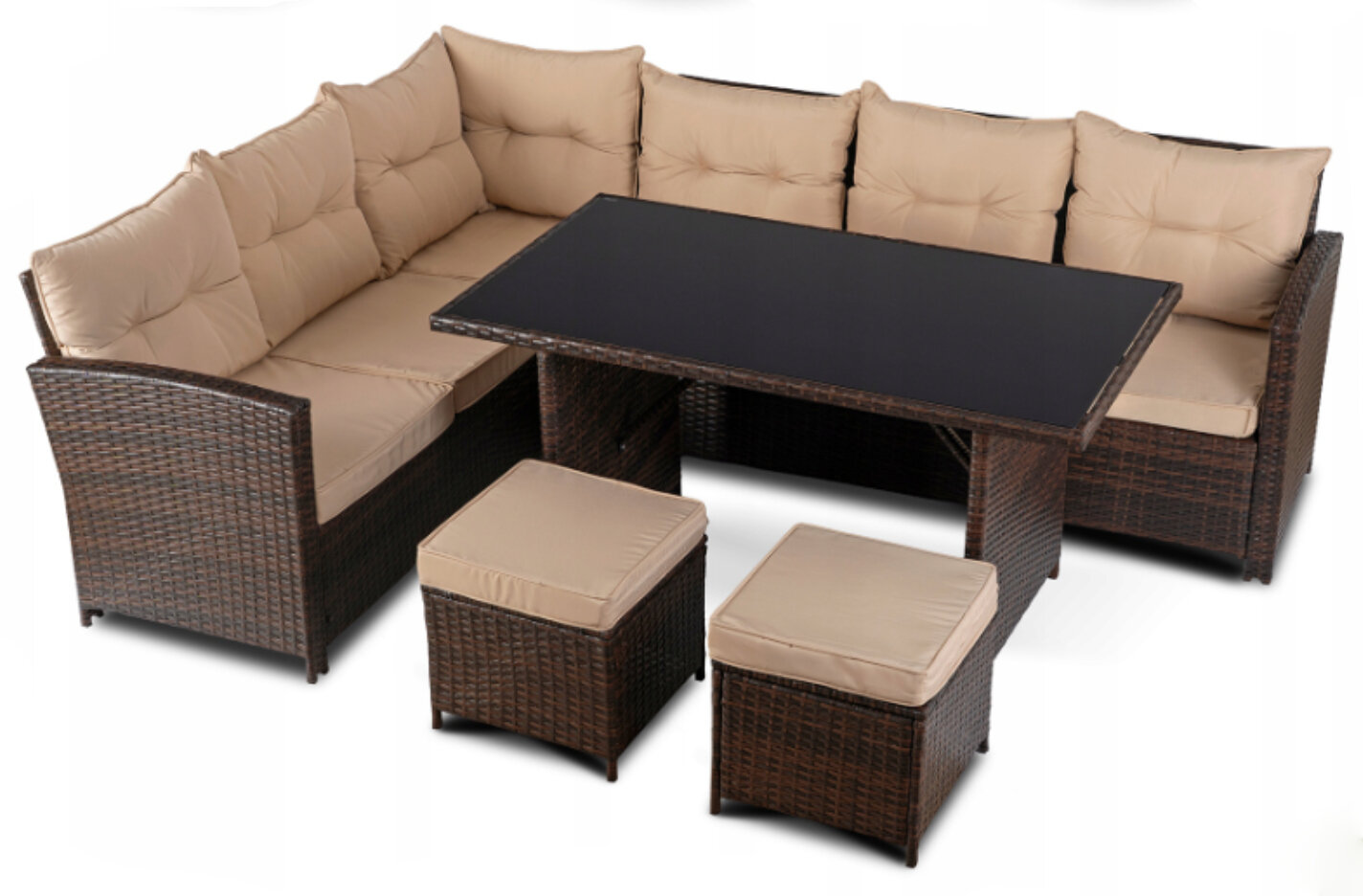 Zestaw Mebli Ogrodowych Technorattan Na Taras Ogród Brązowy Beżowy DALLAS