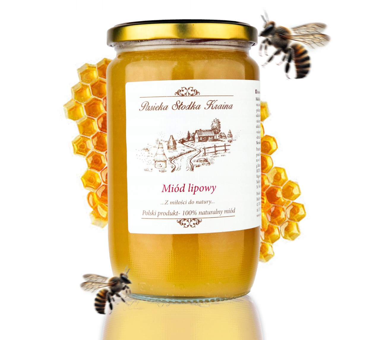 Miód pszczeli lipowy 1kg naturalny - bez dodatków