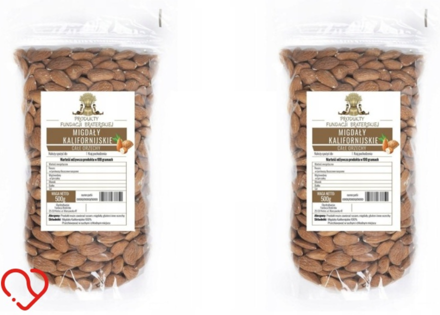 MIGDAŁY KALIFORNIJSKIE 1K G Opakowanie 2 x 500g CAŁE
