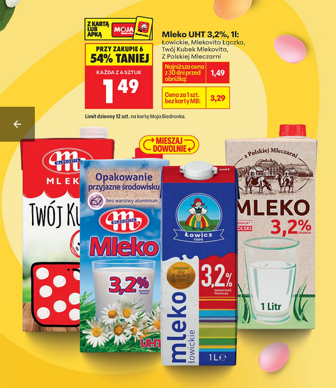 Mleko UHT 3.2%, 1L (przy zakupie 6 op.)