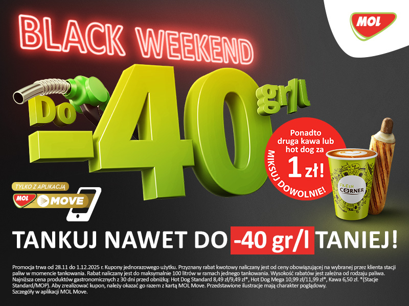 Tańsze paliwo na stacjach MOL - Black Weekend na stacjach MOL