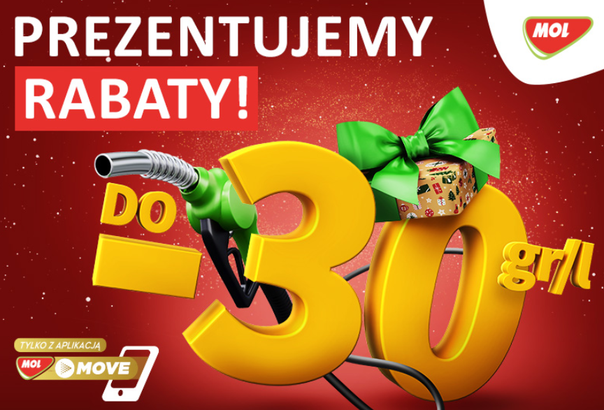 Paliwo do -30gr/l na stacjach MOL do końca dnia