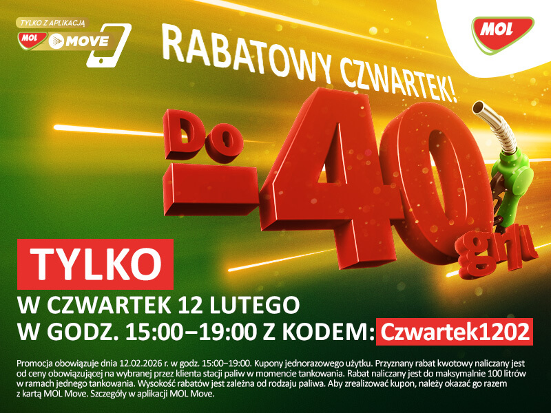 Rabat na paliwo z MOL Move tylko dziś od 15:00 - 19:00