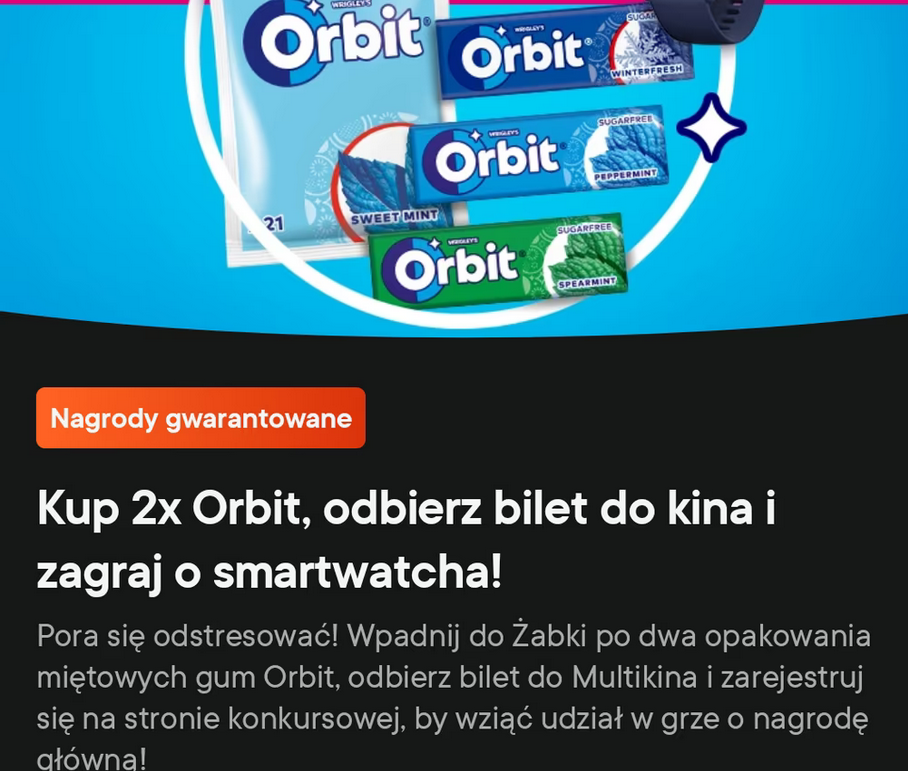 Kup 2x gumę Orbit i odbierz bilet do MULTiKINA