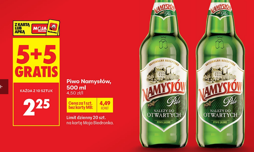 Piwo Namysłów, 500 ML (5+5 GRATiS)