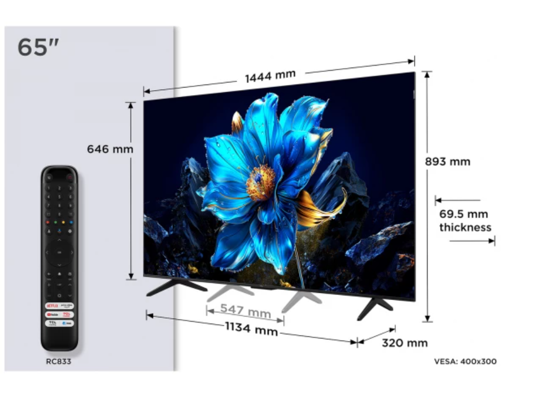 Telewizor TCL 65P79K QLED 65" 4K Ultra HD Google TV Dolby Atmos DVB-T2 Metaliczny