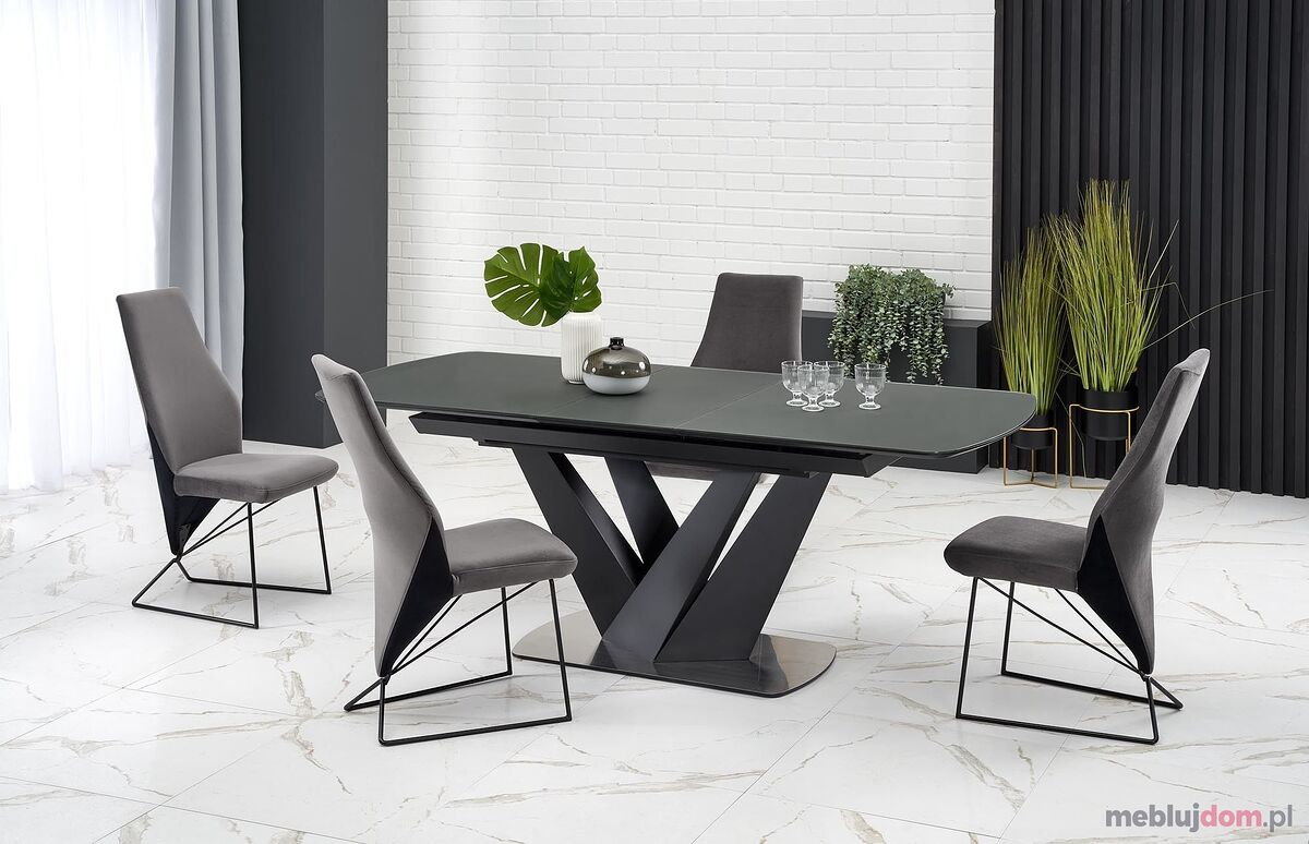Stół rozkładany PATRIZIO 160-200cm szkło na blacie