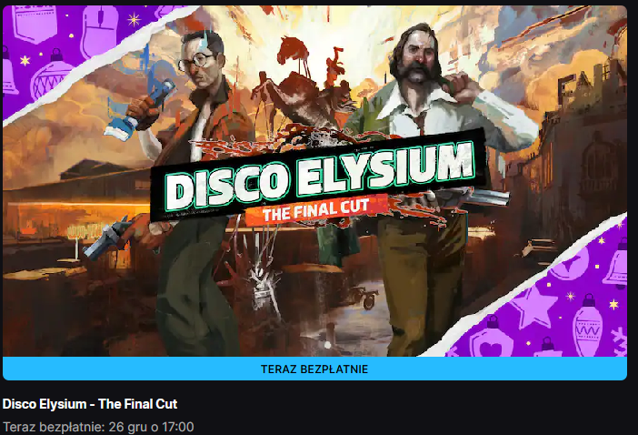 Disco Elysium – The Final Cut za darmo w sklepie Epic Games przez 24h