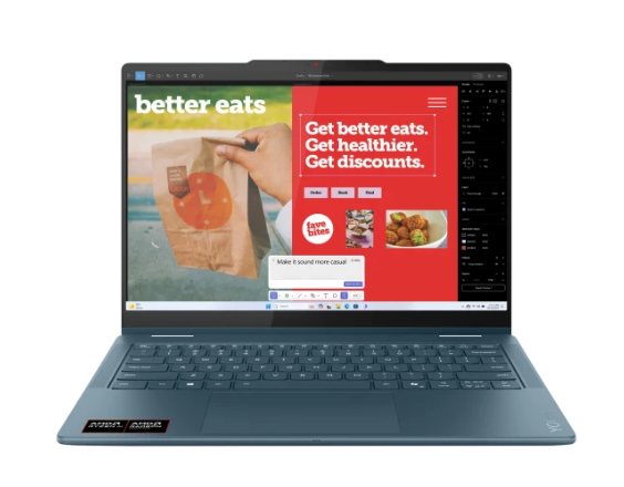 Lenovo Yoga 7 2-in-1 14AKP10 Ryzen AI 5 340 14.0"WUXGA Touch OLED 400nits Glossy 60Hz 16GB LPDDR5-6400 SSD512 Radeon 840M Graphics Cam 5.0MP 70Wh Win11 Tidal Teal