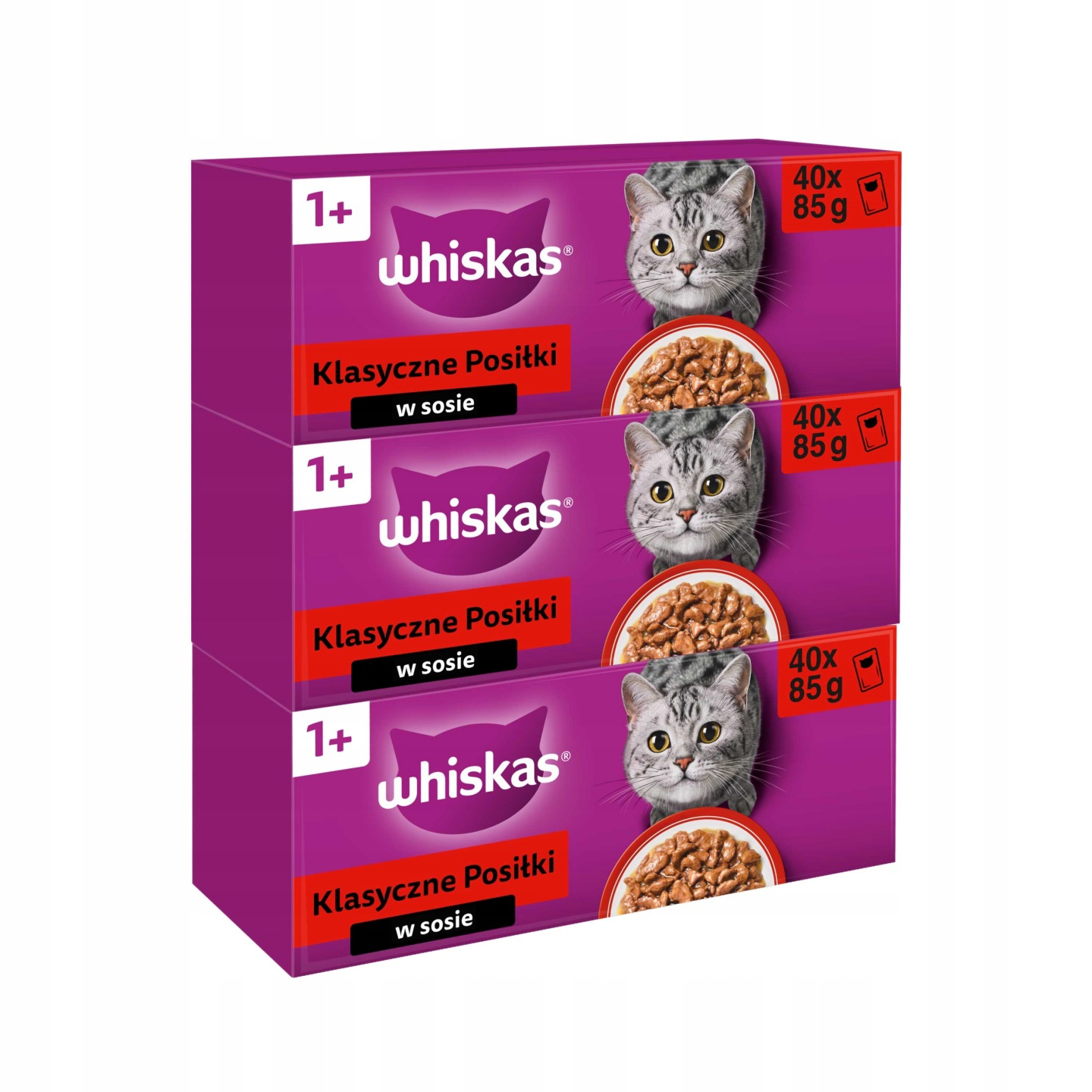 WHISKAS mokra karma dla kota wołowina kurczak jagnięcina drób sos 120x85g