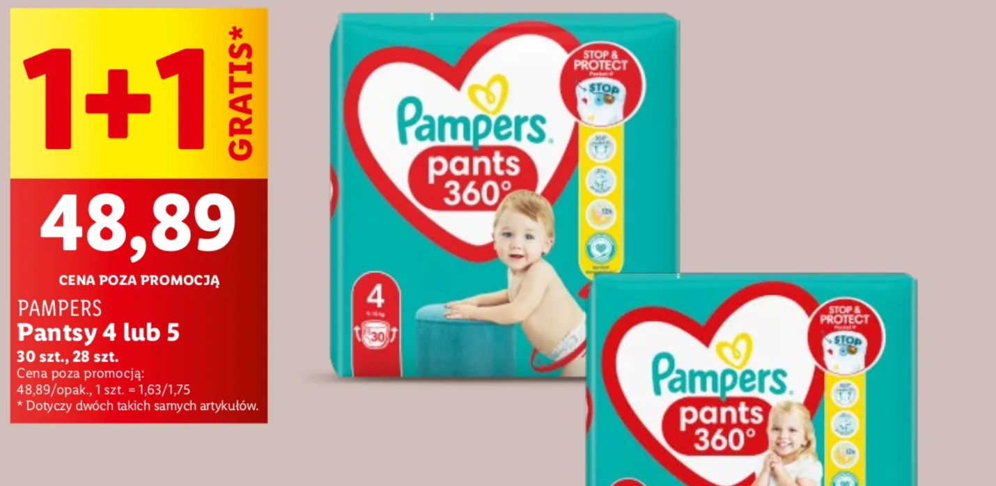 Pampers Pantsy 4 lub 5 1+1 gratis w Lidlu