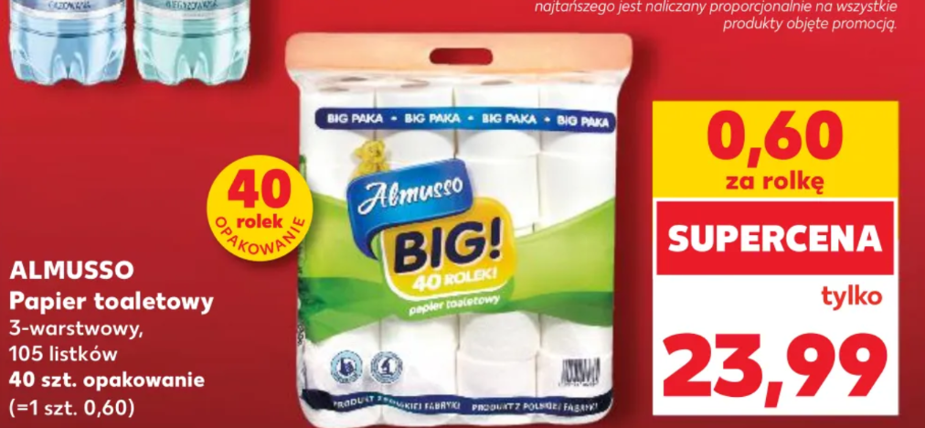 Papier toaletowy 3-warstwowy ALMUSSO - 40 rolek (0,60 zł za rolkę)