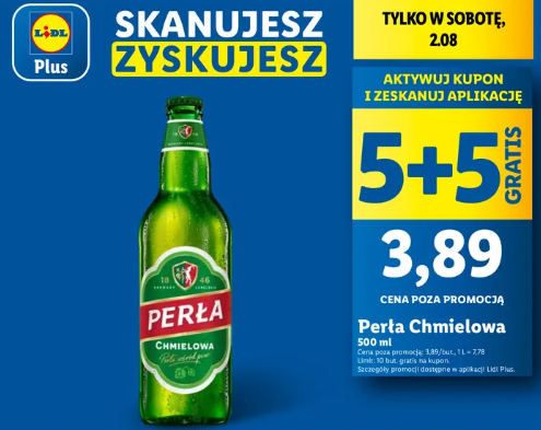 Piwo Perła w Lidlu 5+5 gratis