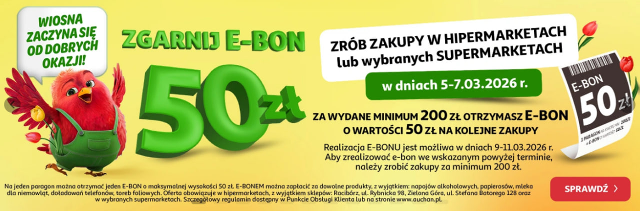 Zgarnij 50 zł na zakupy w Auchan!