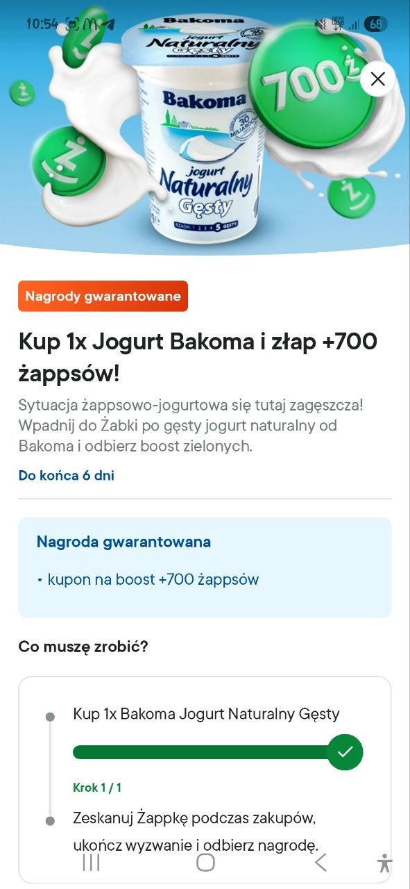 [Żabka] Kup 1x Jogurt Bakoma i złap +700 żappsów!