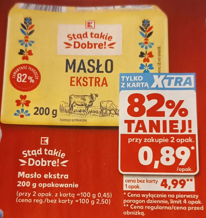 [Kaufland] Masło ekstra 200g przy zakupie 2 opak - cena 0,89zł