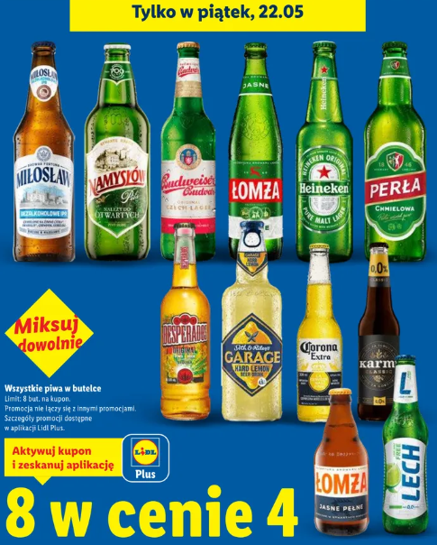 Promocja na piwa w butelce 8 w cenie 4