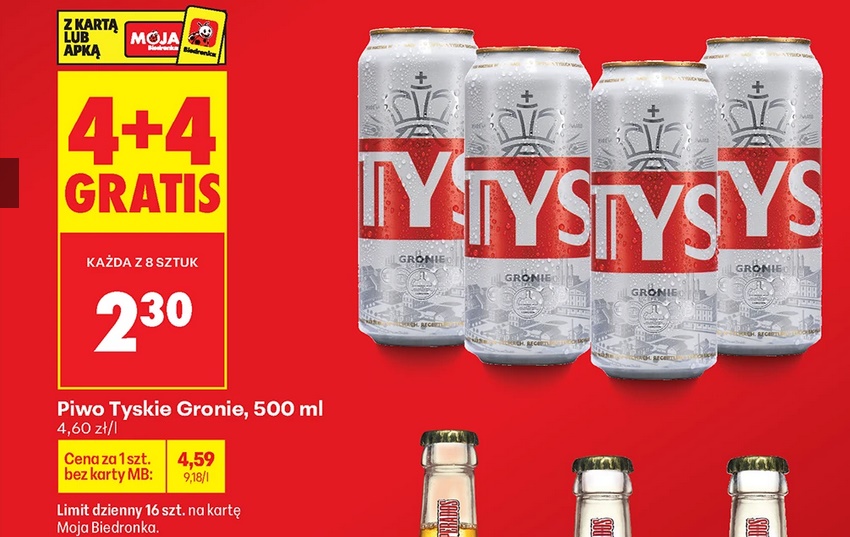 Piwo Tyskie Gronie, 500 ML (4+4 GRATiS)