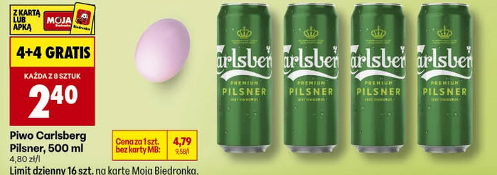 Piwo Carlsberg Pilsner, 500 ML (4+4 GRATIS)