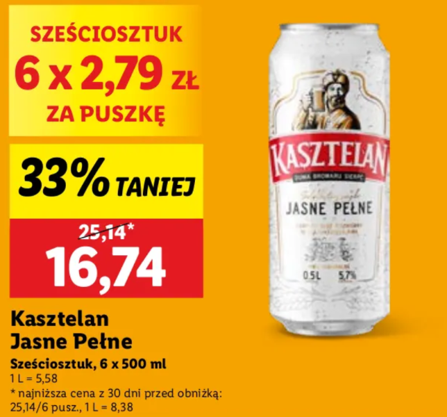Piwo Kasztelan Jasne Pełne w Lidlu jeszcze tylko dziś