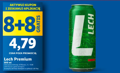 Piwo Lech 8+8 gratis w Lidlu