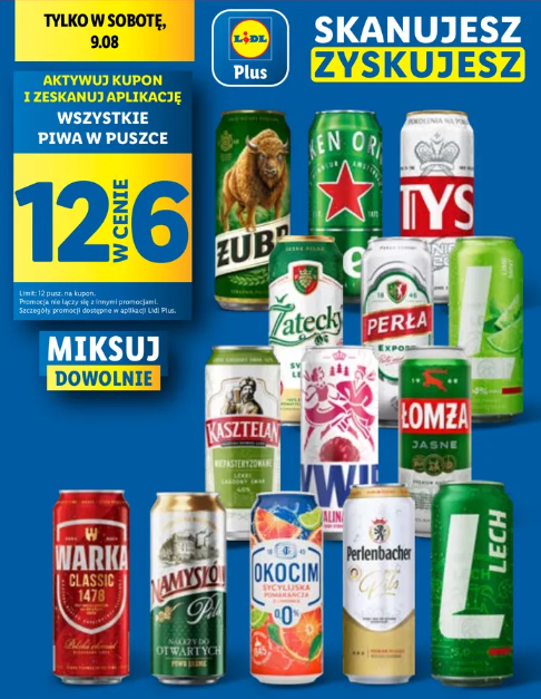 [LIDL] Wszystkie piwa w puszce – 12 w cenie 6 (mix dowolny) – tylko 9.08