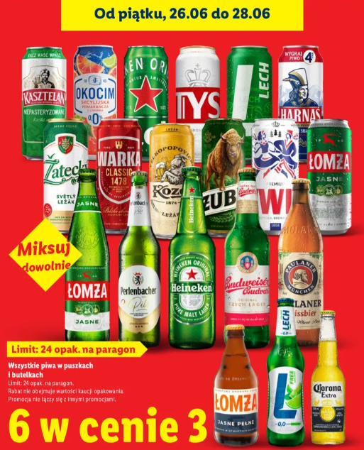 Weekendowa promocja na piwa w Lidlu 6 w cenie 3