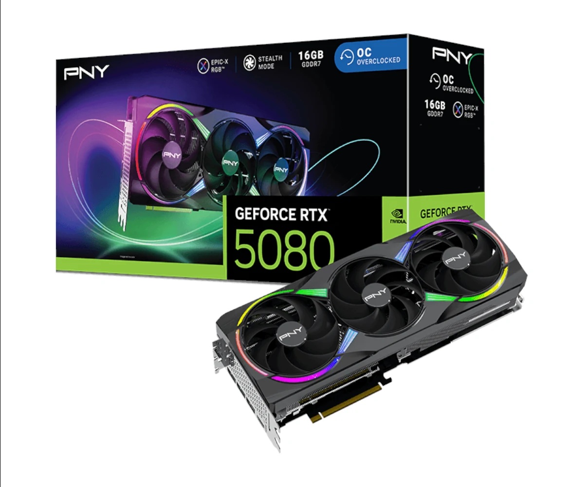 Karta graficzna PNY GeForce RTX 5080 OC Triple Fan ARGB 16GB GDDR7 DLSS4 + Arc Raiders