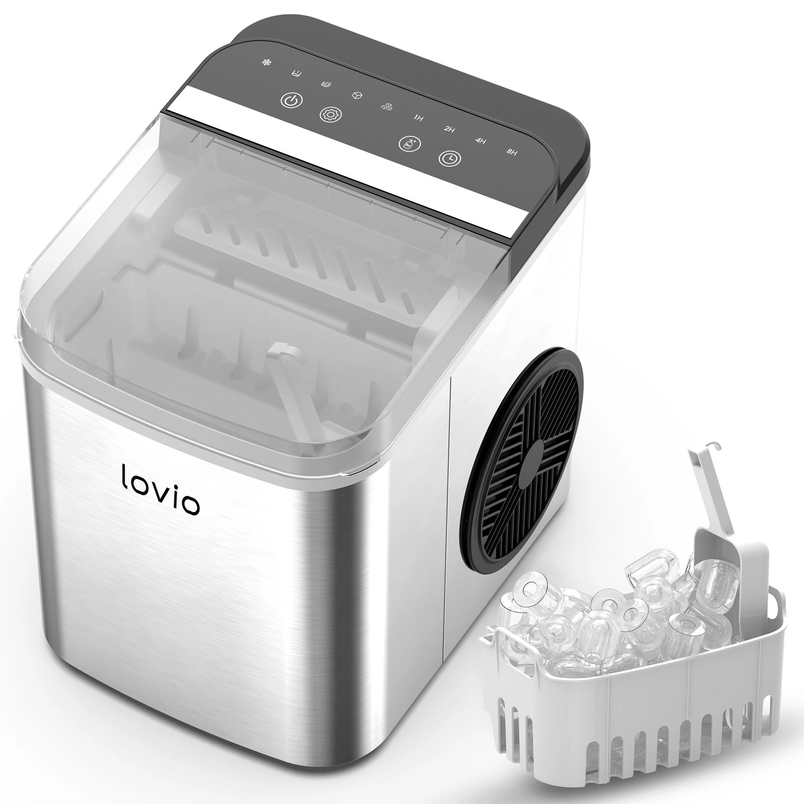 [Manta] Kostkarka do lodu domowa Lovio Crystal Ice Plus stalowa srebrna ekspresowy lód