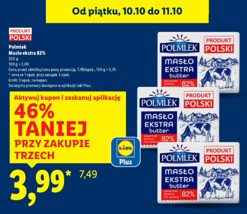 Promocja na Masło ekstra 82% Polmlek w Lidlu