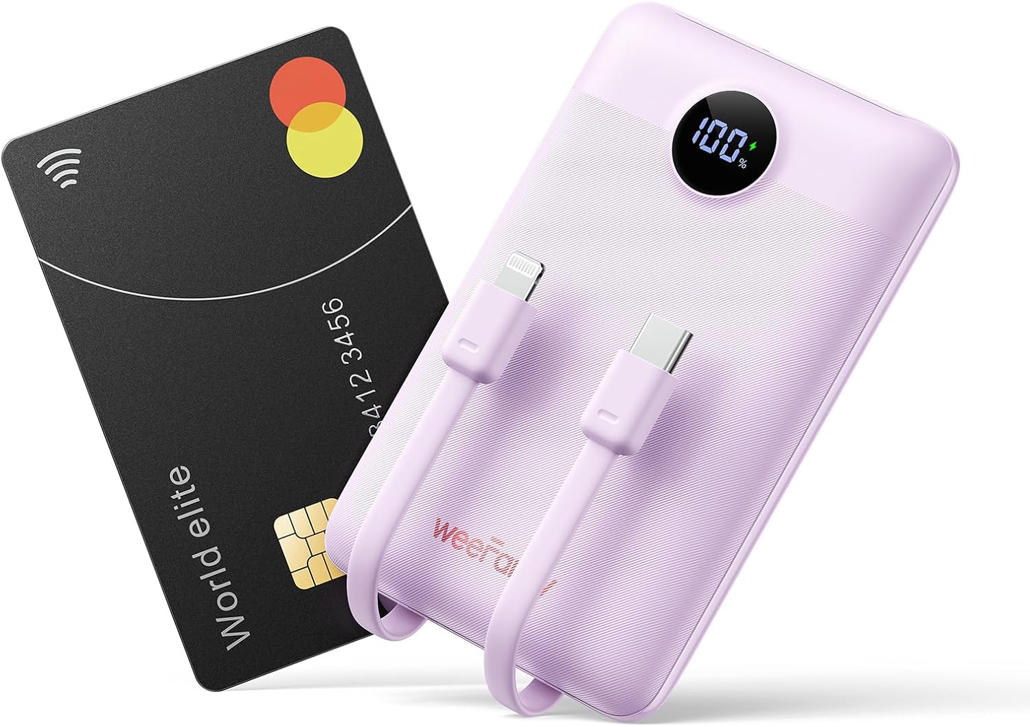 Mini Power Bank WeeFancy 10000mAh 22.5W (2 wbudowane kable USB C i USB Mikro)