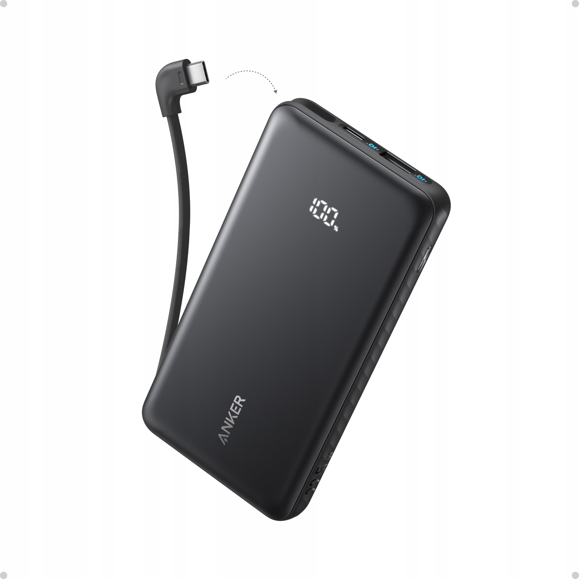Powerbank Anker Zolo 10000 mAh 22,5 W wbudowany kabel USB-C - czarny