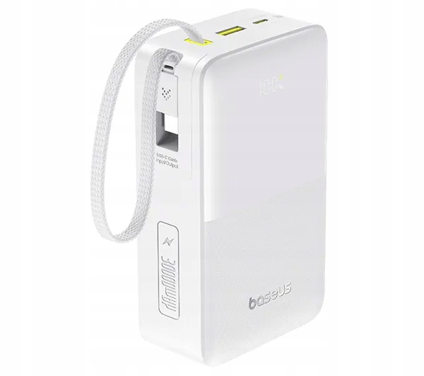 Powerbank Baseus EnerFill FC51 Bipow 2 Pro 30000 mAh 22,5W Wbudowany Kabel (biały)