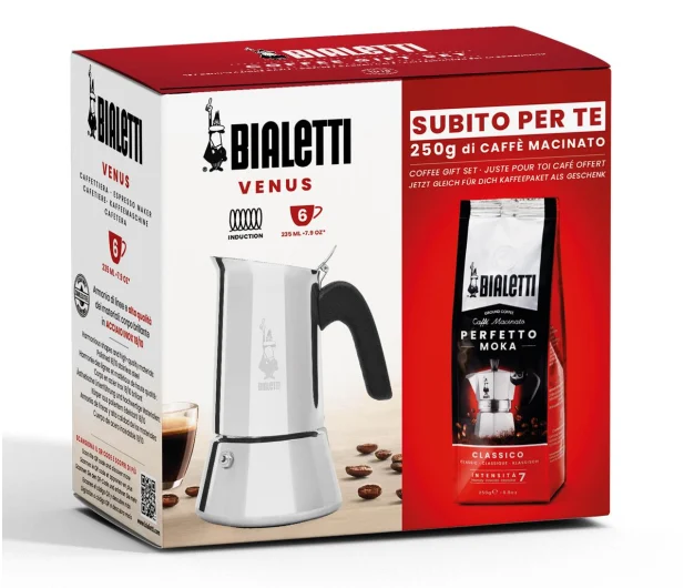 Bialetti Zestaw kawiarka New Venus 6tz + kawa Classico 250g