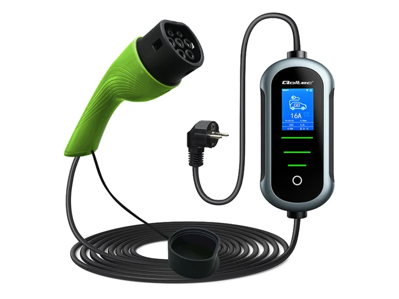 Qoltec Mobilna ładowarka EV z regulacją 2w1 Typ2 (3.5kW, 230V, 4m)