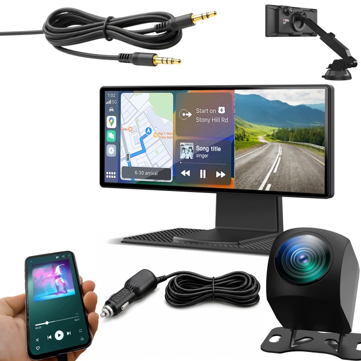 PREMIUM 4K STACJA MULTIMEDIALNA MONITOR RADIO ANDROID AUTO CARPLAY DVR WiFi