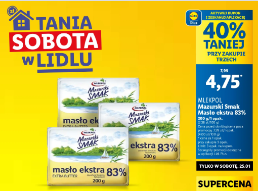 Promocja masła w Lidlu - Mazurski Smak Masło Ekstra 83%