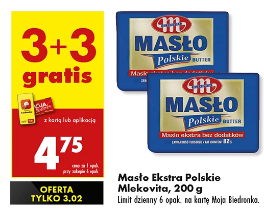 Promocja na masło w Biedronce 3+3 gratis