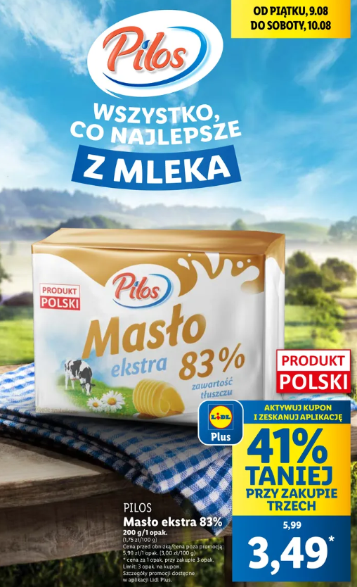 Lidl Masło Pilos 83% promocja