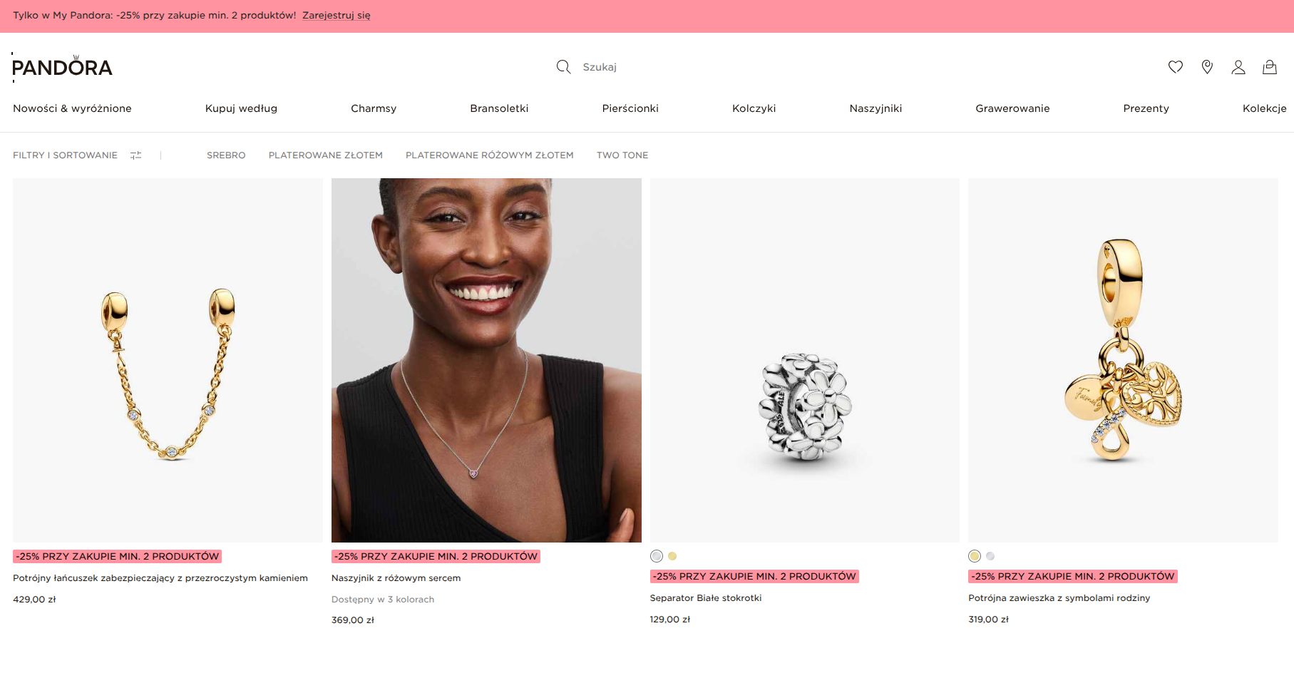 Pandora promocje na Dzień Kobiet -25% przy zakupie minimum 2 produktów