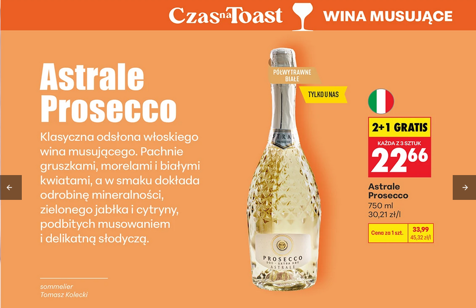 Wino musujące Astrale Prosecco, 750 ML (2+1 GRATiS)