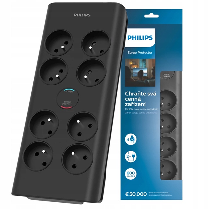 PHILIPS 2M 8 GNIAZD LISTWA ZASILAJĄCA