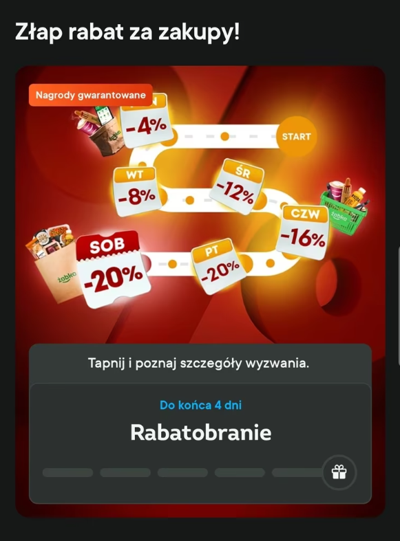 Żabka rabatobranie do -20% rabatu w sobotę