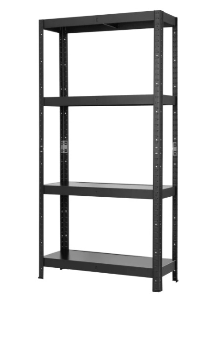 Regał metalowy wciskany P2P Total Black 150x75x30 50kg czarny 4 półki