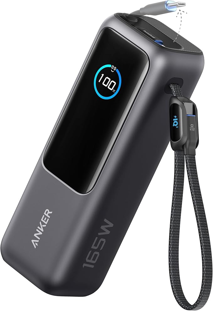 Powerbank Anker Zolo 25000mAh 165W z wbudowanymi kablami USB-C